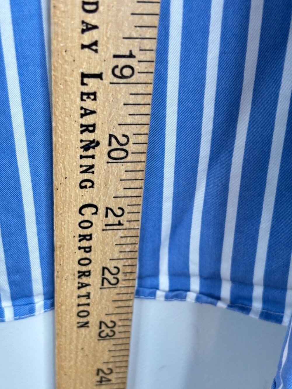 COS Striped Button Down Shirt 8 Blue White Boxy Slight Crop Oxford Minimalist - Picture 7 of 9